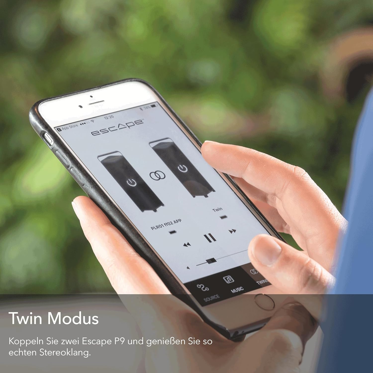 Escape P9 Outdoor Bluetooth Lautsprecher (IPX4 wetterfest, 100 Watt, 16h Akkulaufzeit, kabellos, tragbar) Weiß - HiFi für Ihren Garten