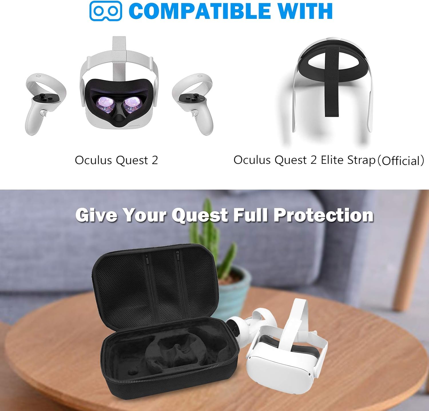 Buу 2 gеt 3 ProCase Hard Travel Case for Oculus Quest 2 VR Gaming Headset, Controllers Accessories Shockproof EVA Hard Shell Carrying Case Storage Bag with Shoulder Strap, Also Fits Elite Strap -Black