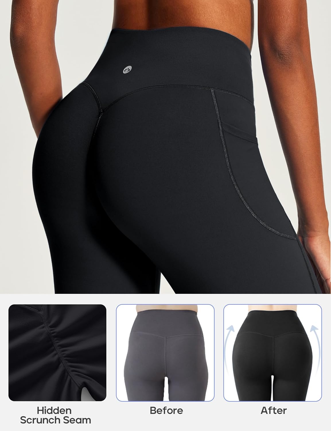 Heathyoga Butt Lifting Straight Leg Leggings with Pockets for Women Wide Leg Yoga Pants Women No Front Seam Workout Leggings - Image 5