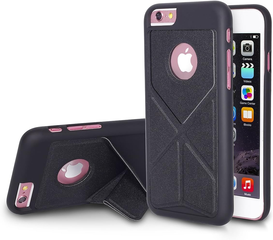 iPhone 6S Case, DiaoC [Foldable Stand] Hybrid Back Scratch Proof Soft Interior Hard Case Cover Protect for Apple iPhone 6 / iPhone 6s 4.7 inch (Business Black)