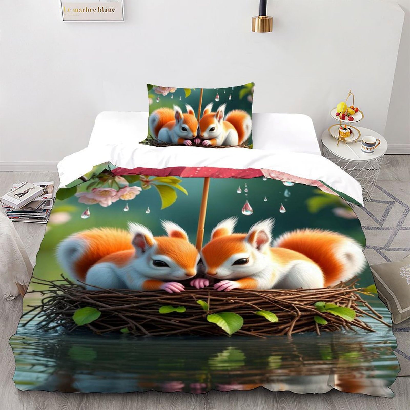 Housse de couette écureuil avec fermeture éclair pratique pour enfant