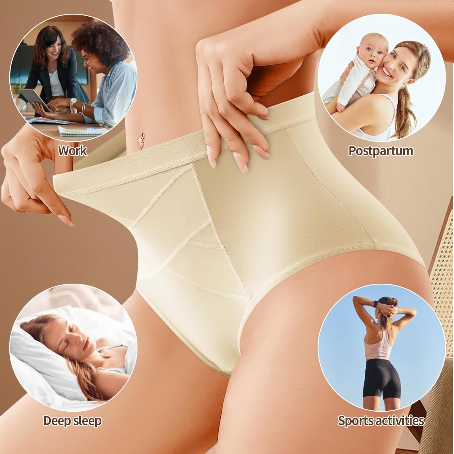 Women's High Waisted Cheeky Underwear,Slight Tummy Control Panties,High Cut Stretch Ladies Briefs Multipack - Image 6