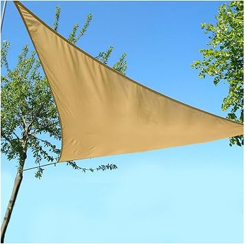 Sun Shade Sail Canopy Triangle,Waterproof Sun Shade Sail Canopy Awning Shelter Fabric,Outdoor Patio Garden Carport,Sand Yellow,2.4x2.4x2.4M