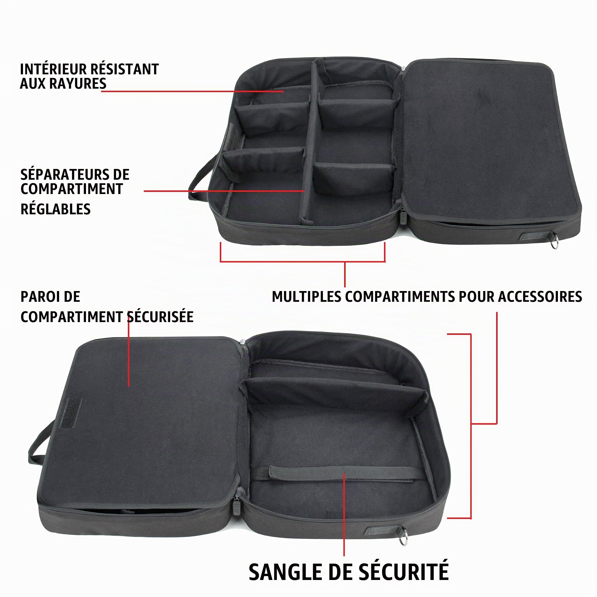 USA GEAR Audio Mixer Case - Mallette de Voyage pour Mixeur de Podcasts avec Intérieur Résistant aux Rayures - Compatible avec RODECaster, RODECaster Pro II, Microphones et Autres Équipements (Noir)