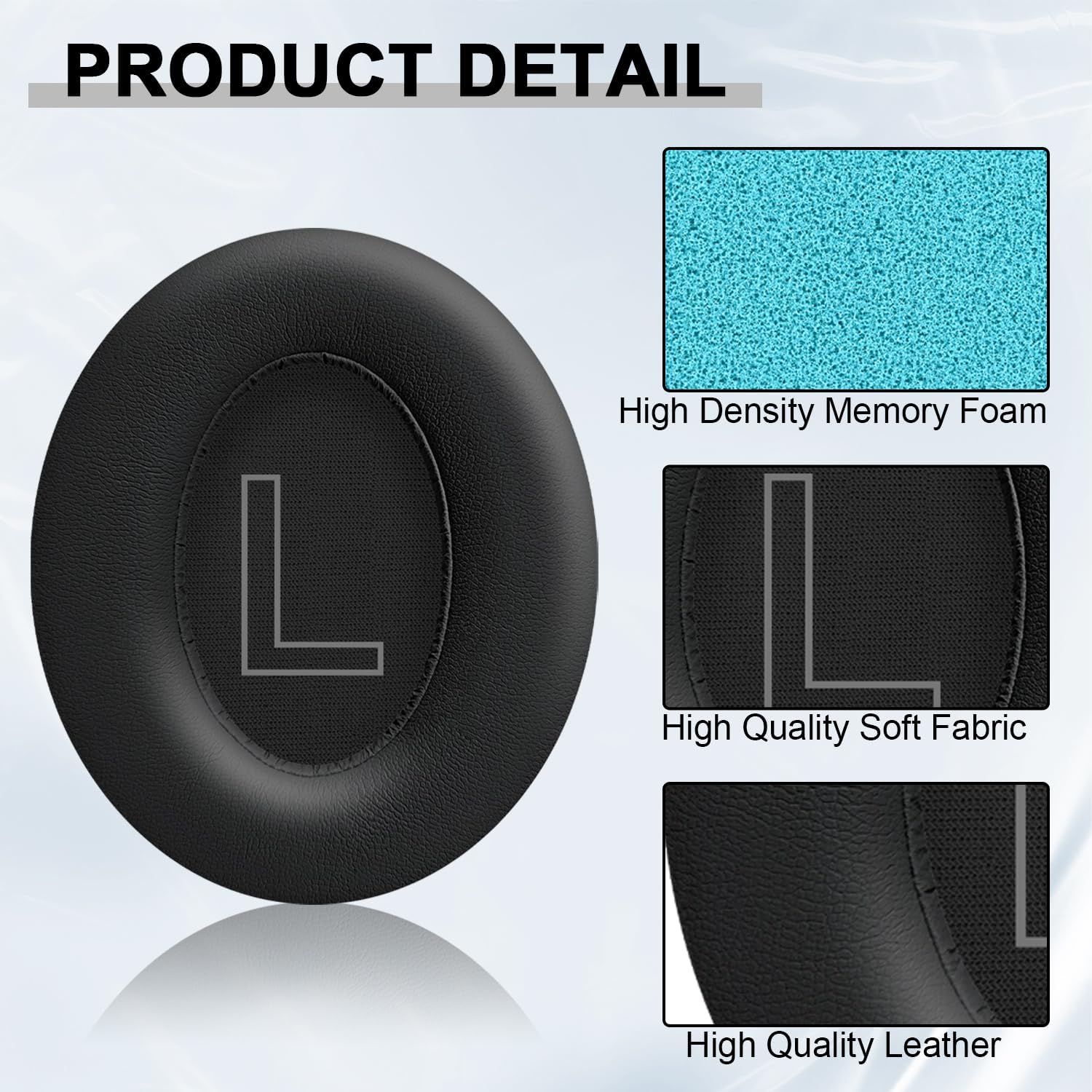 Replacement Earpads for Anker Soundcore Life 2/Q20/Q20+/Q20I/Q20BT Headphones, Ear Cushions Headset Earpads Ear Cups Cover Repair Parts (Black)