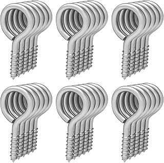 Silver 30 Pcs 2 Inch Metal Screw Eyes Hook Self Tapping Screw in Eye Hooks Ring for Indoor & Outdoor Hanging, Lifting and Securing Cables, Wires Etc Small Items