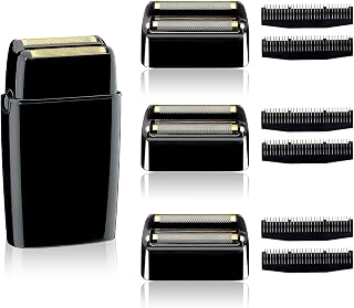 Cuchilla de repuesto para maquinilla de afeitar compatible con BaBylsPRO Double FXFS2 - Foil metálica (Negro, pack de 3 unidades)