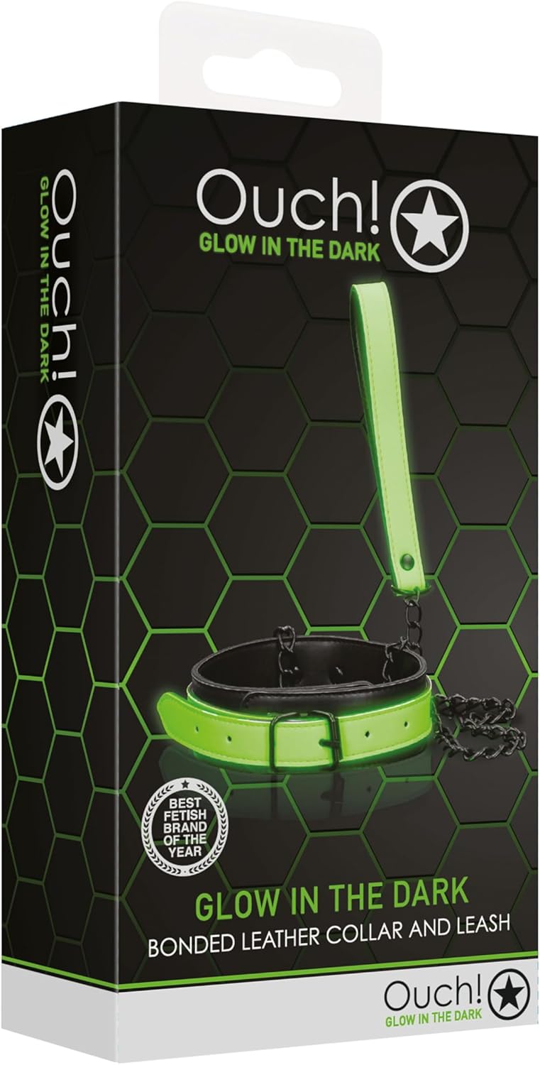 Ouch GITD Collar & Leash Set Neon Green OU755GLO