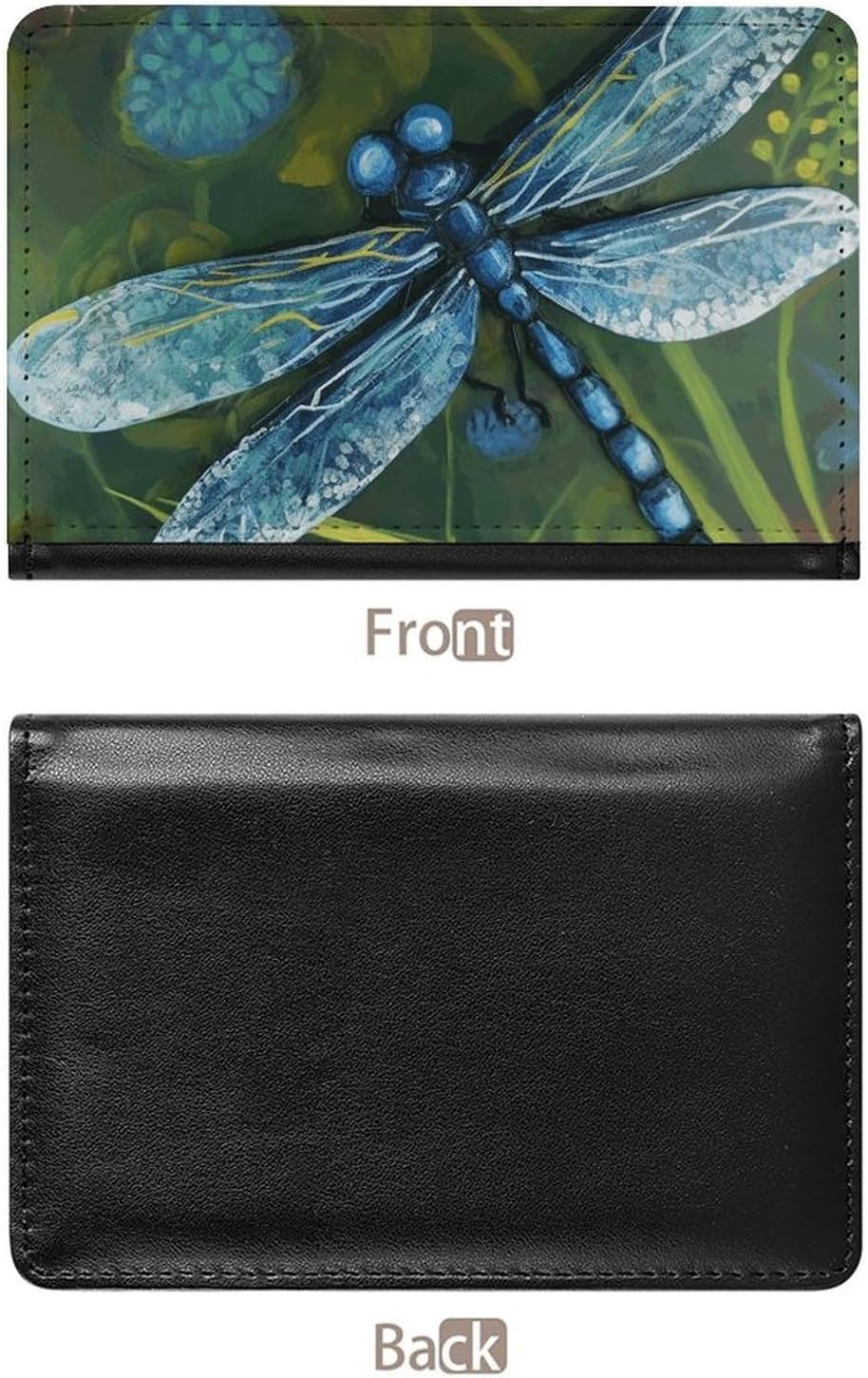 Cute Passport Holder for Travel,Personalized Multi-Functional Passport Cover with Card Slots,Slim Hand Painted Blue Dragonfly Printed Passport Wallet for Women Men