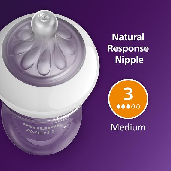 Philips AVENT Natural Baby Bottle with Natural Response Nipple, Clear, 9oz, 2pk, SCY903/02