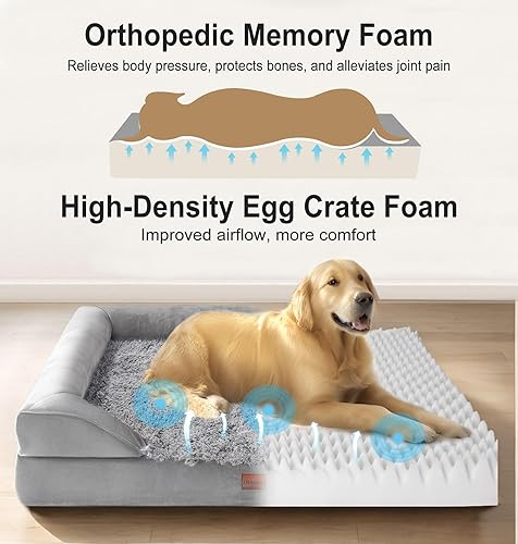 Miniatura 2 de Gimars Cama ortopédica gruesa de espuma de huevo ultra suave para perros grandes, impermeables, de alto apoyo, con fácil limpieza, extraíble,