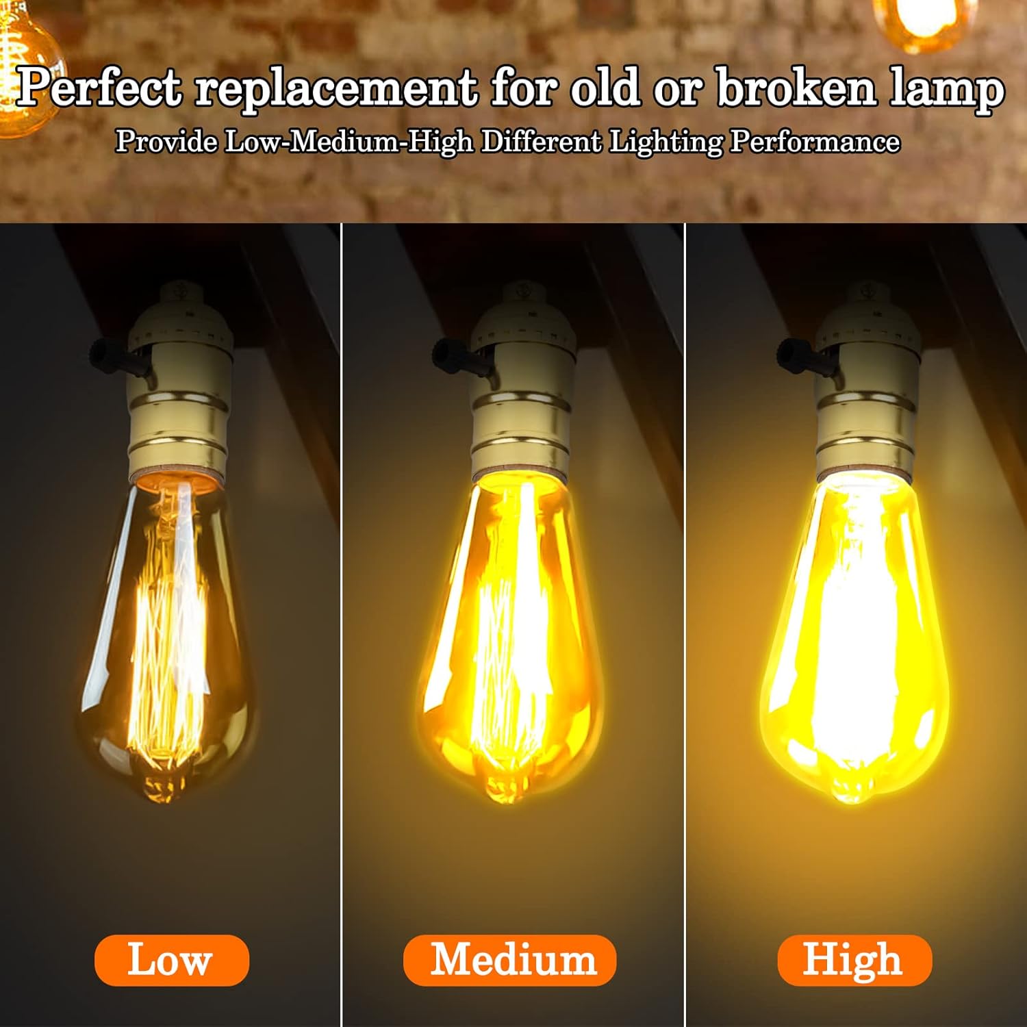 Venforze 3-Way Lamp Socket Replacement,E26 Base UL Listed, Turn Knob for Low-Medium-High Light Settings, Lamp Parts for Table Lamp Repair(2 Packs Gold)