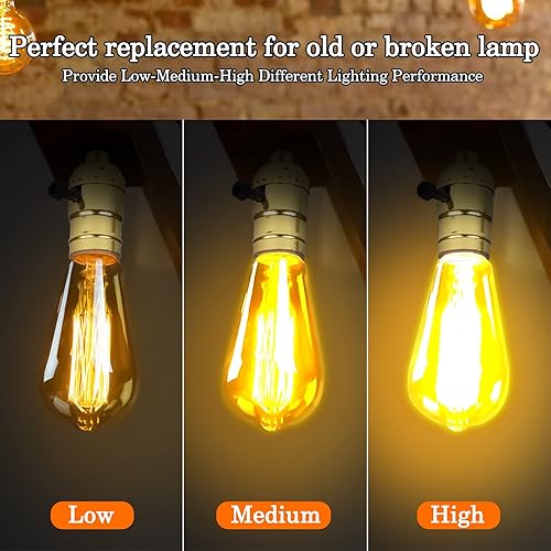 Miniatura 4 de Venforze Reemplazo de enchufe de lámpara de 3 vías, base E26 con certificación UL, perilla giratoria para ajustes de luz baja-media-alta, piezas de