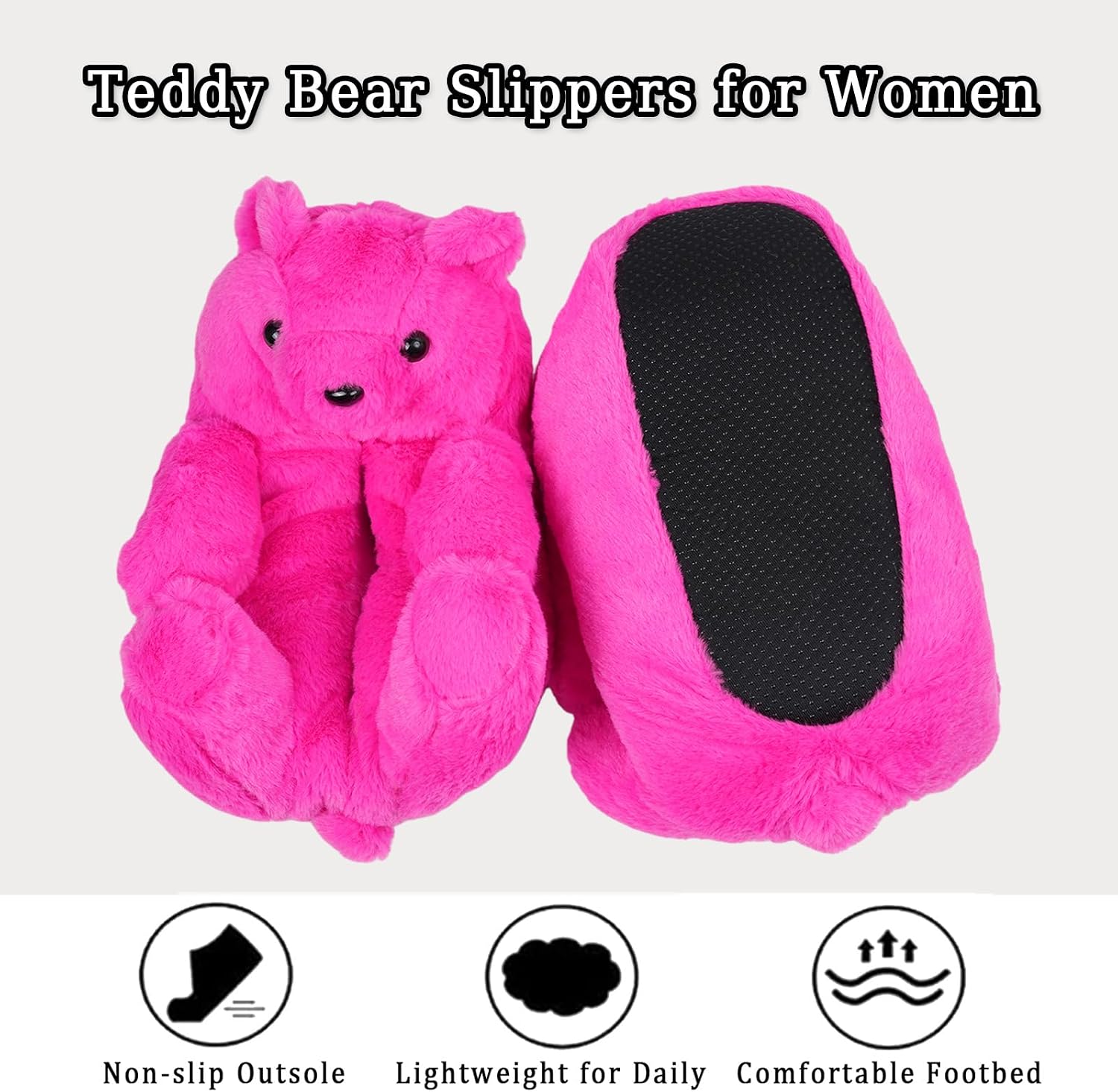 Teddy Bear Slippers Plush Fuzzy Couple House Shoes for Women Men Winter Cozy Warm Indoor Bedroom Sneaker Slippers Valentine Birthday Gifts