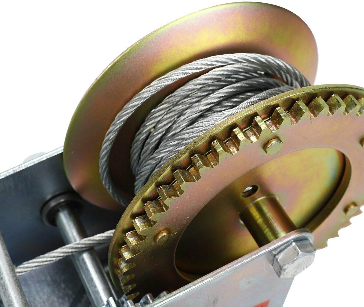 EASYBERG 3500lbs Dual Gear Hand Winch Hand Crank Manual Boat ATV RV Trailer 33ft Cable or Boat Haulage or Trailer mounting Conveniently drilled Holes in Base Allow Easy mouting