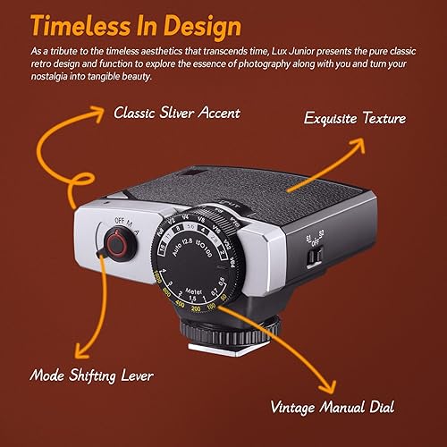 Miniatura 3 de Godox Flash Lux Junior Retro para cámara, GN12 Vintage Universal Flash Speedlite, 7 niveles de potencia 1/1-1/64, Godox pequeño flash para cámaras