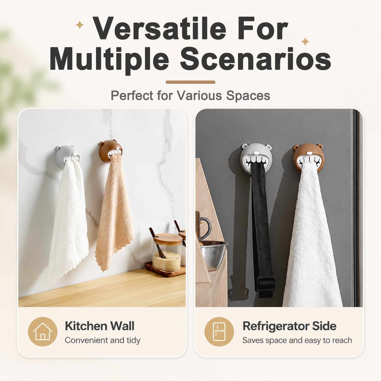 Cute Bear Wall Towel Hooks - Damage-Free! -7