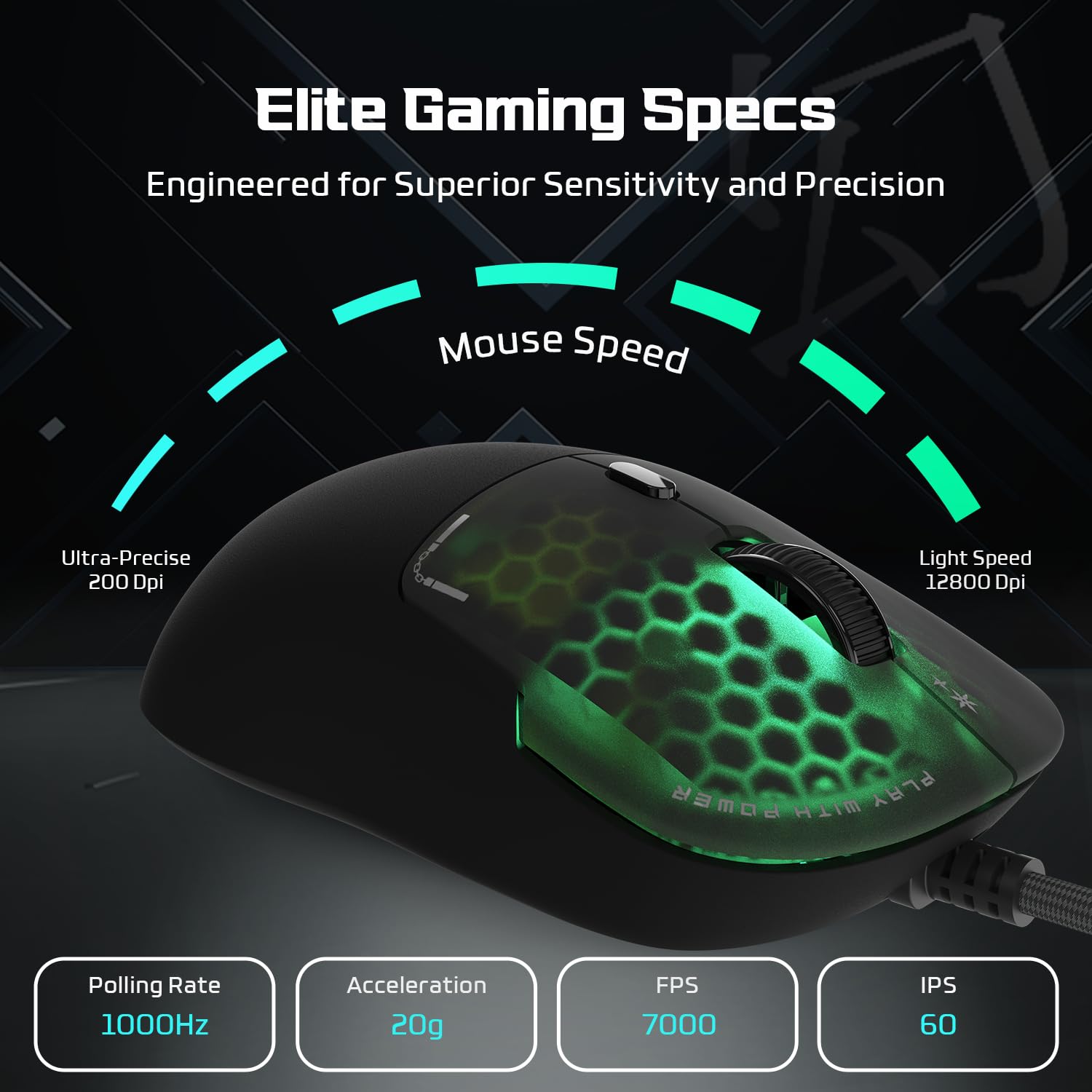 EvoFox Phantom Air Ultra Lightweight Gaming Mouse 54g | Upto 1000Hz Polling Rate, 7000 FPS, 12800 DPI | Honeycomb RGB Lighting | Fully Programmable with Windows Software & On-Board Memory | Black — Amazon image 2