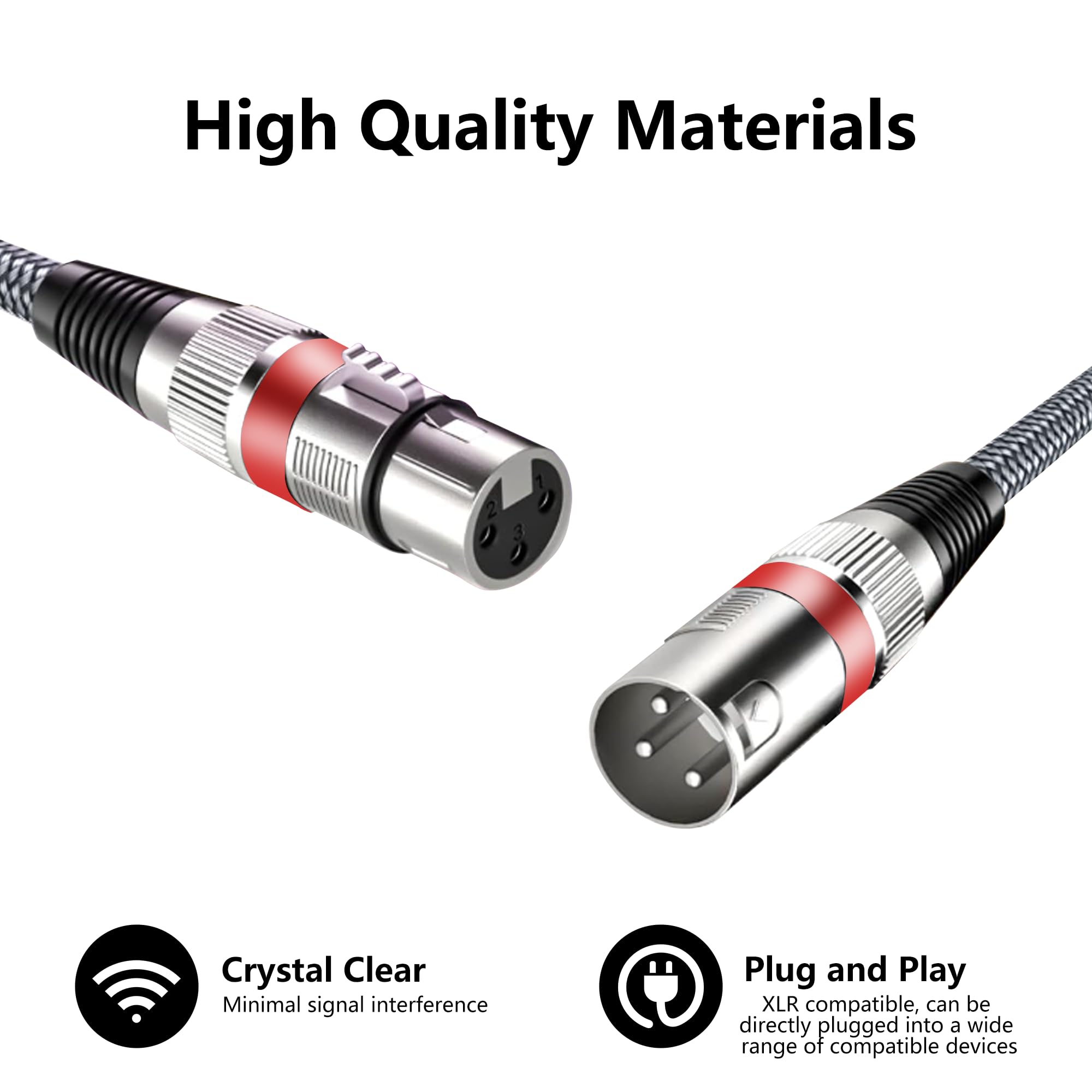 YOZAIUUI 4 Packs XLR Cables 5M: Microphone 3 Pin Dmx Cables XLR Male to Female, Hi-Fi Sound Quality, Compatible with Microphones, Mixers, DMX Stage Lighting, Speakers - Image 4