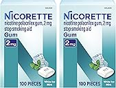 Nicorette Nicotine Gum Stop Smoking Aid, 2 mg, White Ice Mint Flavor - 200 Count