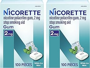 Nicorette Nicotine Gum Stop Smoking Aid, 2 mg, White Ice Mint Flavor - 200 Count