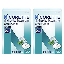 Nicorette Nicotine Gum Stop Smoking Aid, 2 mg, White Ice Mint Flavor - 200 Count
