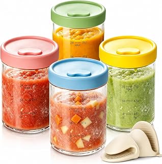 24oz Glass Soup Freezer Containers Set with Silicone Airtight Lid, 4 Pack