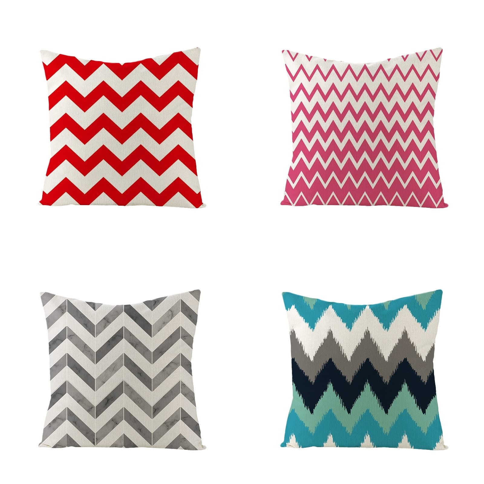 Sofa Fundas Cojines 60x60 Pack de 4 Cuadrado,Funda de Almohada Lino con Cremallera Invisible,Funda de Cojín Decoración para Hogar Sala Cama Jardín Silla Coche-geometría