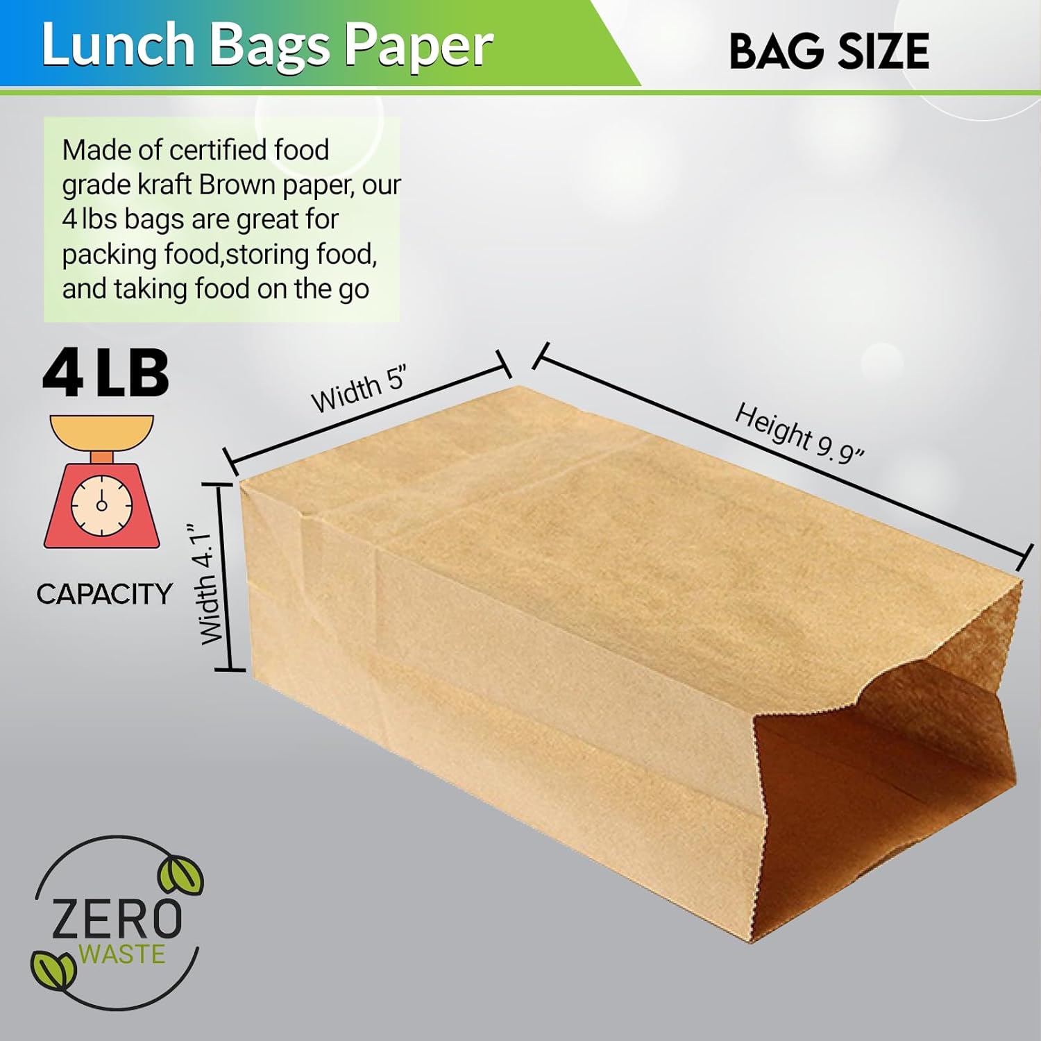 Perfect Stix 4lb Brown Paper Bags-Lunch Bags, Craft Bags, Grocery Bags- Pack of 2000ct