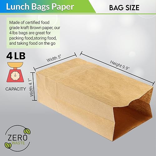 Miniatura 6 de Perfect Stix Bolsas de papel marrón de 4 libras, bolsas de almuerzo, bolsas de manualidades, bolsas de comestibles, paquete de 2000 unidades
