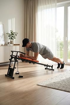 Kochler Yeni Nesil Çok Fonksiyonlu Ayarlanabilir Spor Bench Sehpası – Direnç Lastikli, Katlanabilir ve Teker
