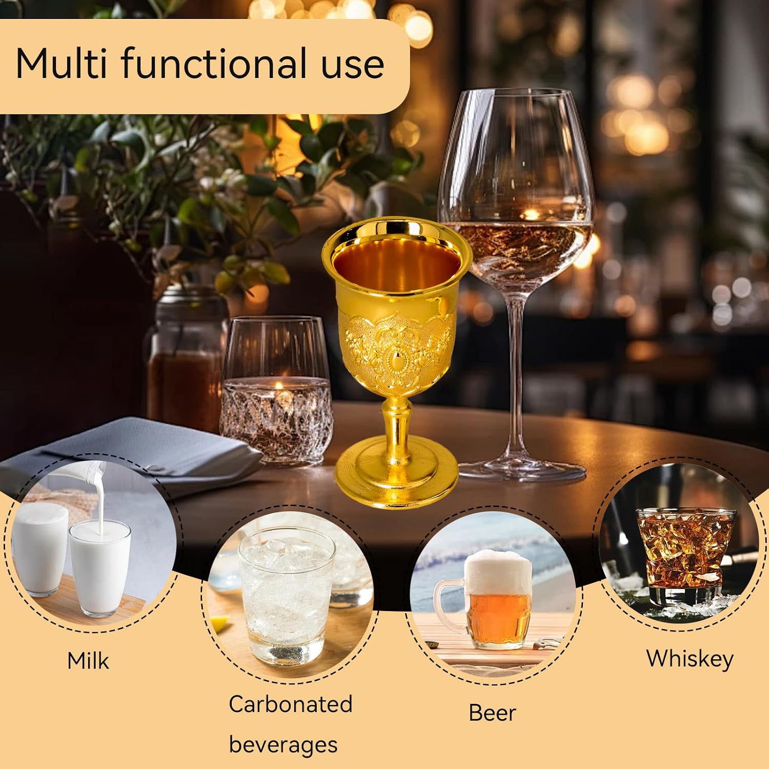 Mini Gold Goblet, 2PCS Altar Chalice 25ml Holy Altar Chalice Metal Shot Glasses Wine Cup Medieval Goblet for Wine Liqueur Whiskey, 1.5 x 2.7in