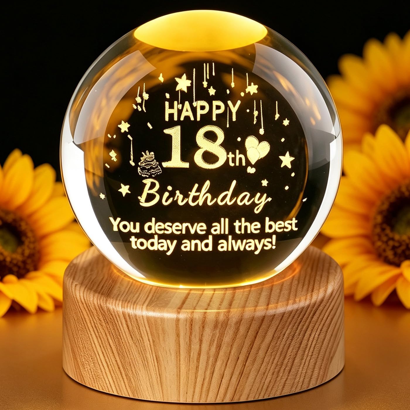 18th Birthday Gifts 3D Crystal Ball 18th Birthday Decorations for Girls