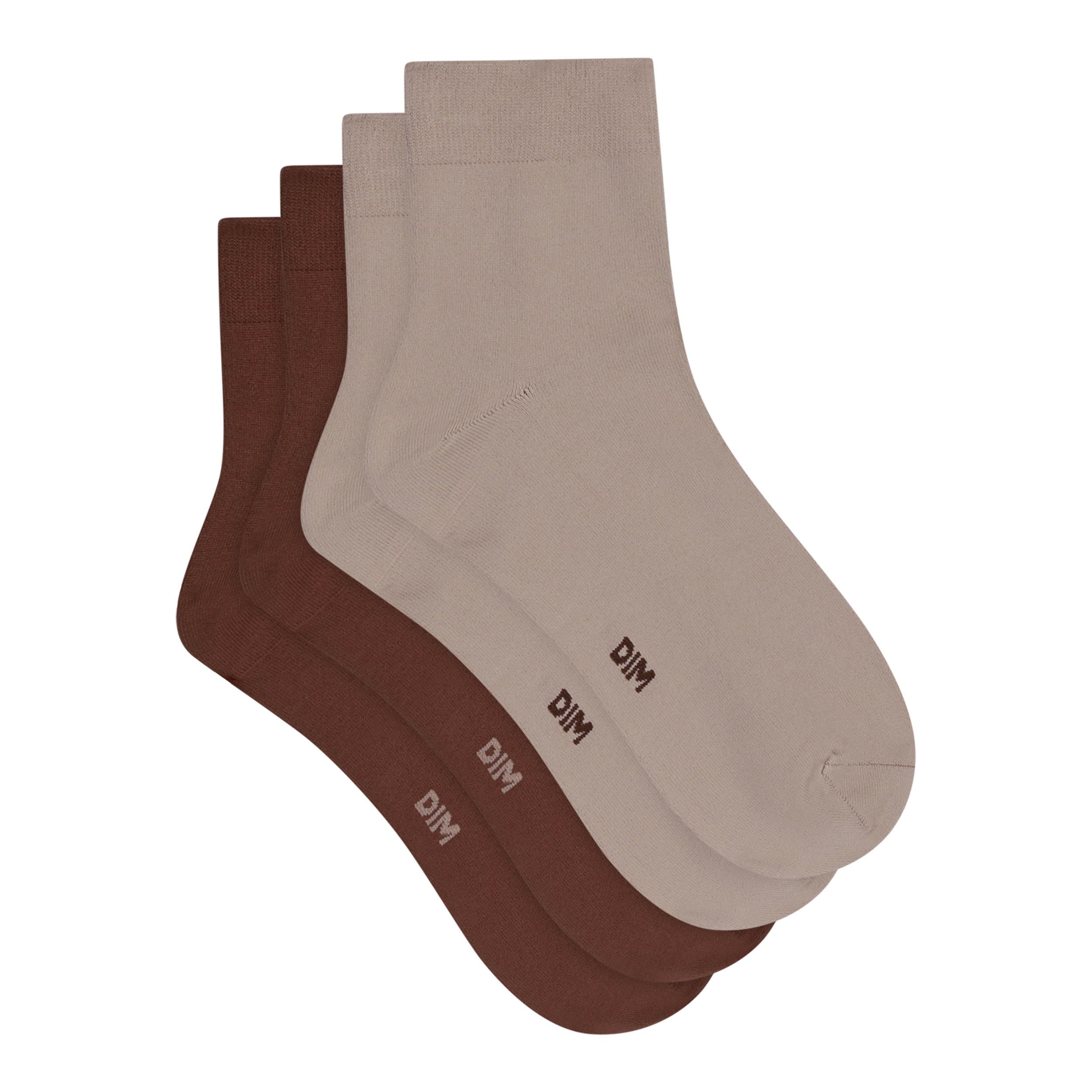 Dim Pack Of 2 Pairs Of Skin Socks Women's Taupe/Cappuccino Size 37