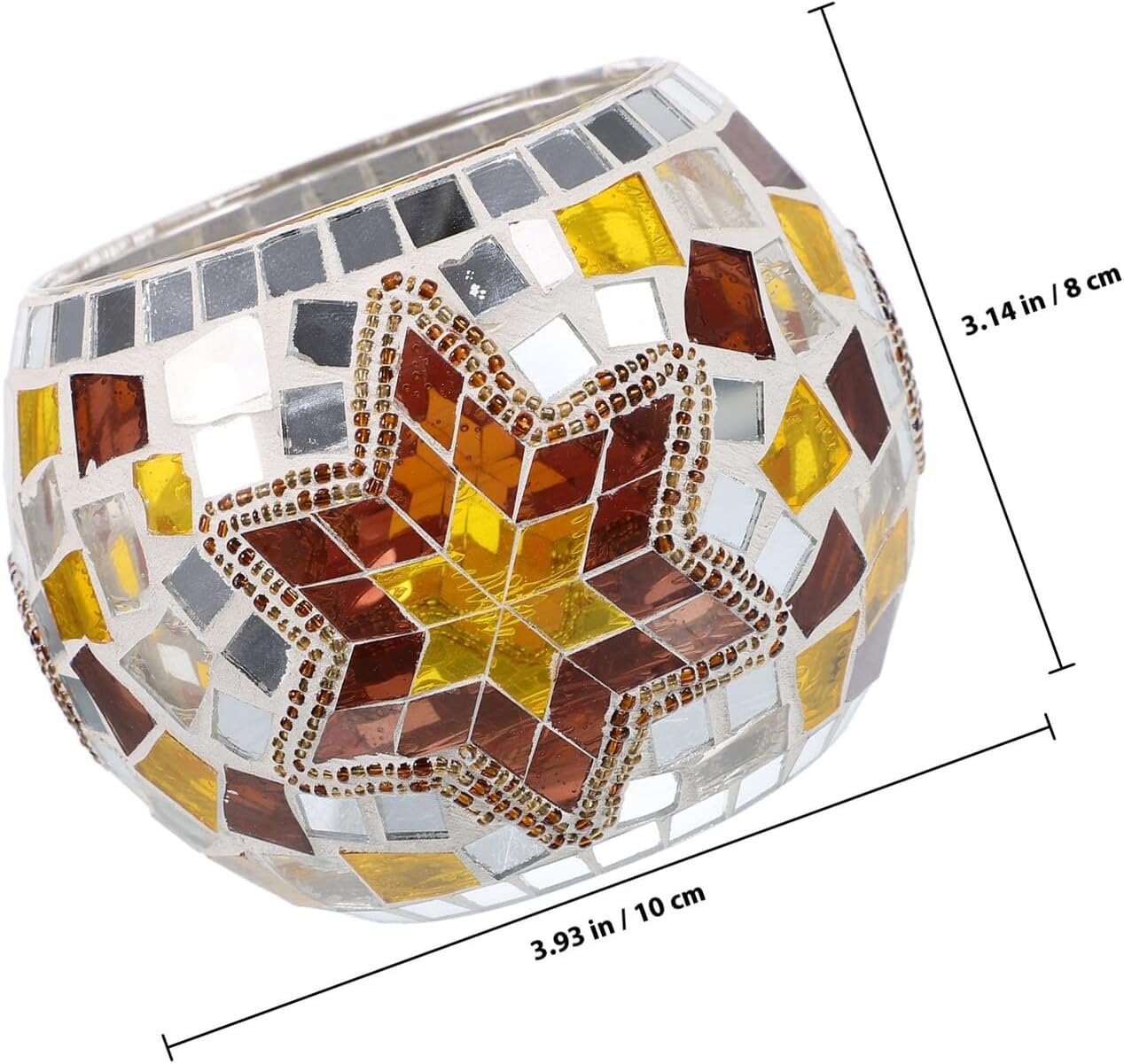 Handcrafted Mosaic Glass Candleholder Set, 2 Pieces Decal Table Candle Holders for Dining Room and Restaurant Decor