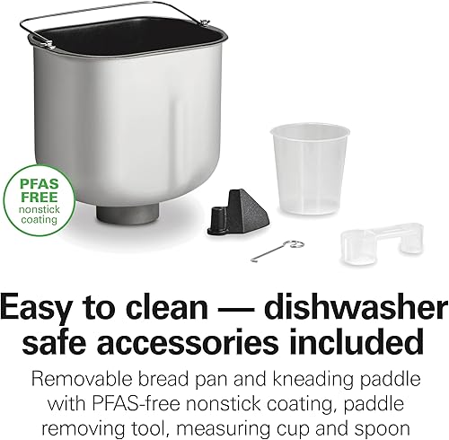 Miniatura 7 de Hamilton Beach Máquina automática para hacer pan, digital, programable, 12 ajustes + sartén antiadherente sin gluten sin PFAS + paleta de amasado,