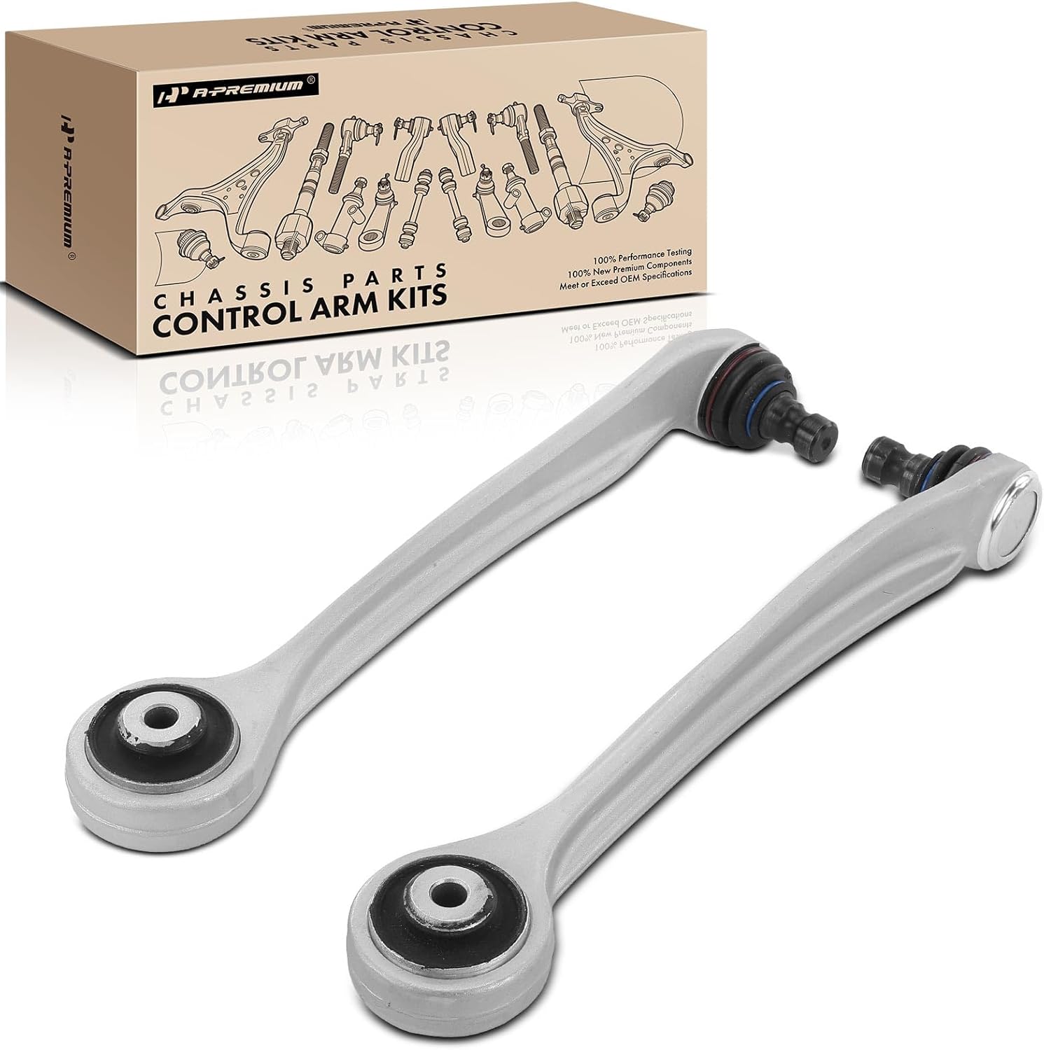 A-Premium 2 x Front Forward Upper Control Arm, with Ball Joint & Bushing, Compatible with Volkswagen & Audi - 1996-2007 - Passat A4 (Quattro) A6 (Quattro) Allroad Quattro S6