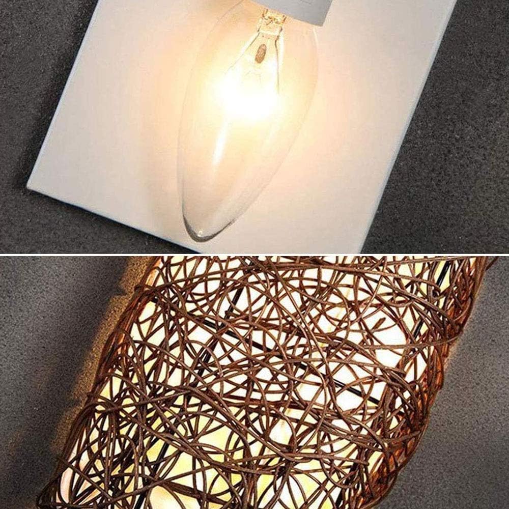 MEGHALI Modern Wall Sconces Rattan Wall Sconce Indoor Wall Lamp Farmhouse Wall Light for Living Room Dining Room Study Bedroom Bathroom Stairs