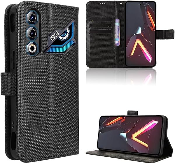 Funda de cuero compatible con ZTE Nubia Neo3 GT 5G, funda tipo flip de cuero PU compatible con ZTE Nubia Neo 3 GT 5G Z2465N, funda negra