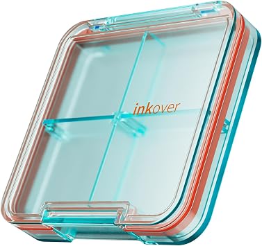 Small Pill Box, Travel Pill Organizer, Small Pill Case, Pill Container for Purse 4 Compartments, Daily Compact Travel Medicine Holder for Vitamins Medication Blue