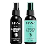 NYX PROFESSIONAL MAKEUP Makeup Setting Spray - Matte + Dewy Finish, Long-Lasting Face Mist for up to 16HR Wear, Vegan Formula (Pack Of 2) 2.03 Fl Oz (Pack of 2) Matte + Dewy