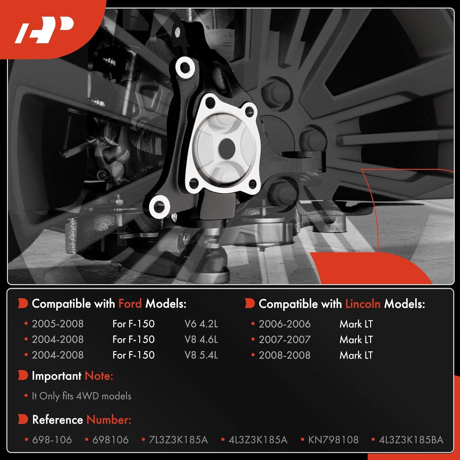 A-Premium Front Suspension Steering Knuckle Compatible with Ford F-150 2004-2008 & Lincoln Mark LT 2006-2008, 4WD, Right Passenger Side