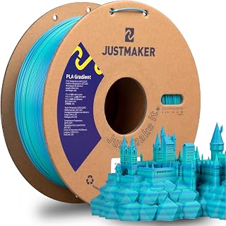 JUSTMAKER Gradient PLA 3D Printer Filament, Upgrade Cardboard Spool, Slightly Matte Surface Filament, Dimensional Accuracy +/-0.03mm, 1.75mm, 1kg, Blue/Green