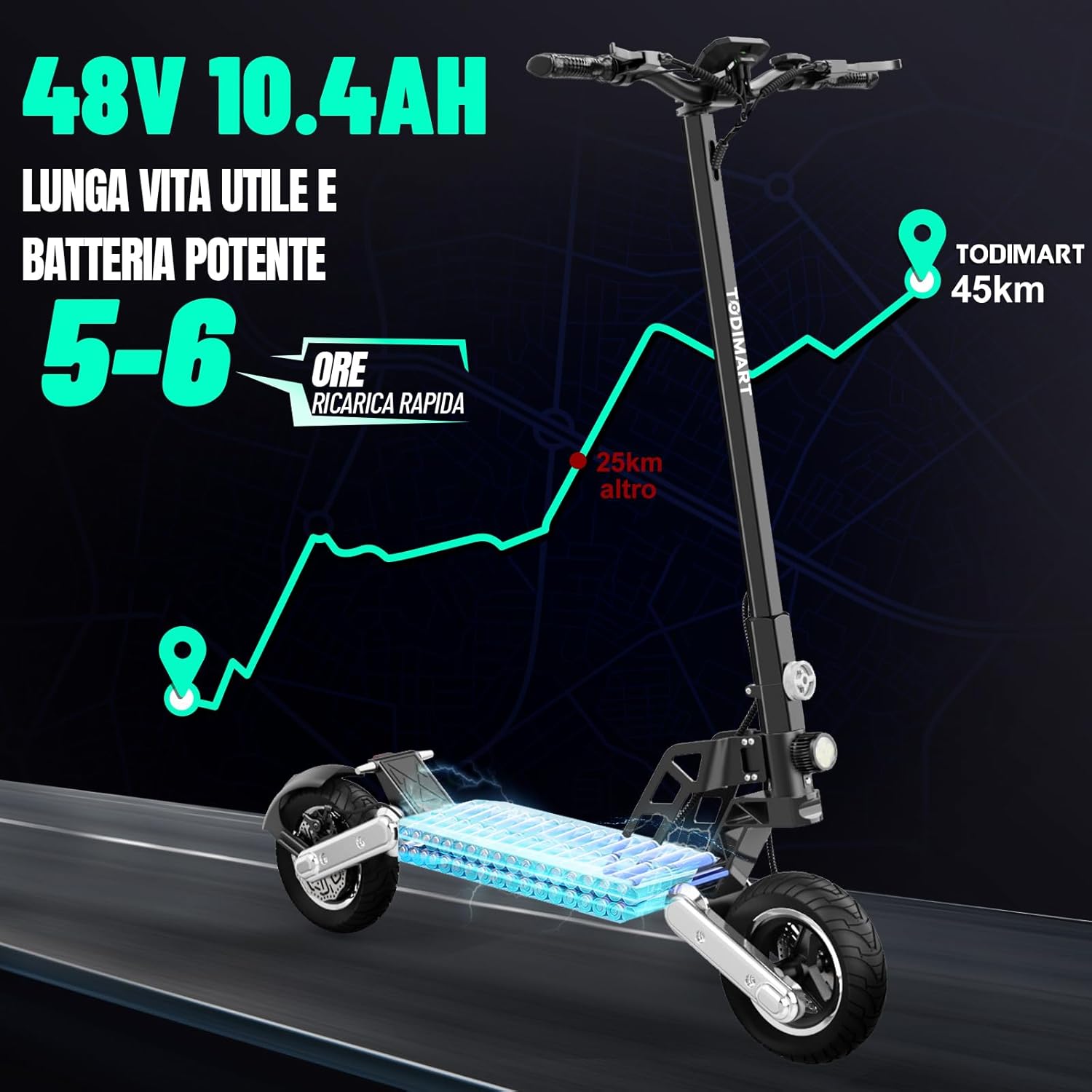 TODIMART G2 Electric Scooter with dual suspension and 10-inch tires