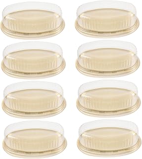 ABOOFAN 10pcs Transparent Plastic Cake Boxes Disposable Oval Cheesecake Containers Yellow for Party Gifts Wedding Birthdays Showers Bakery Takeaway Packaging