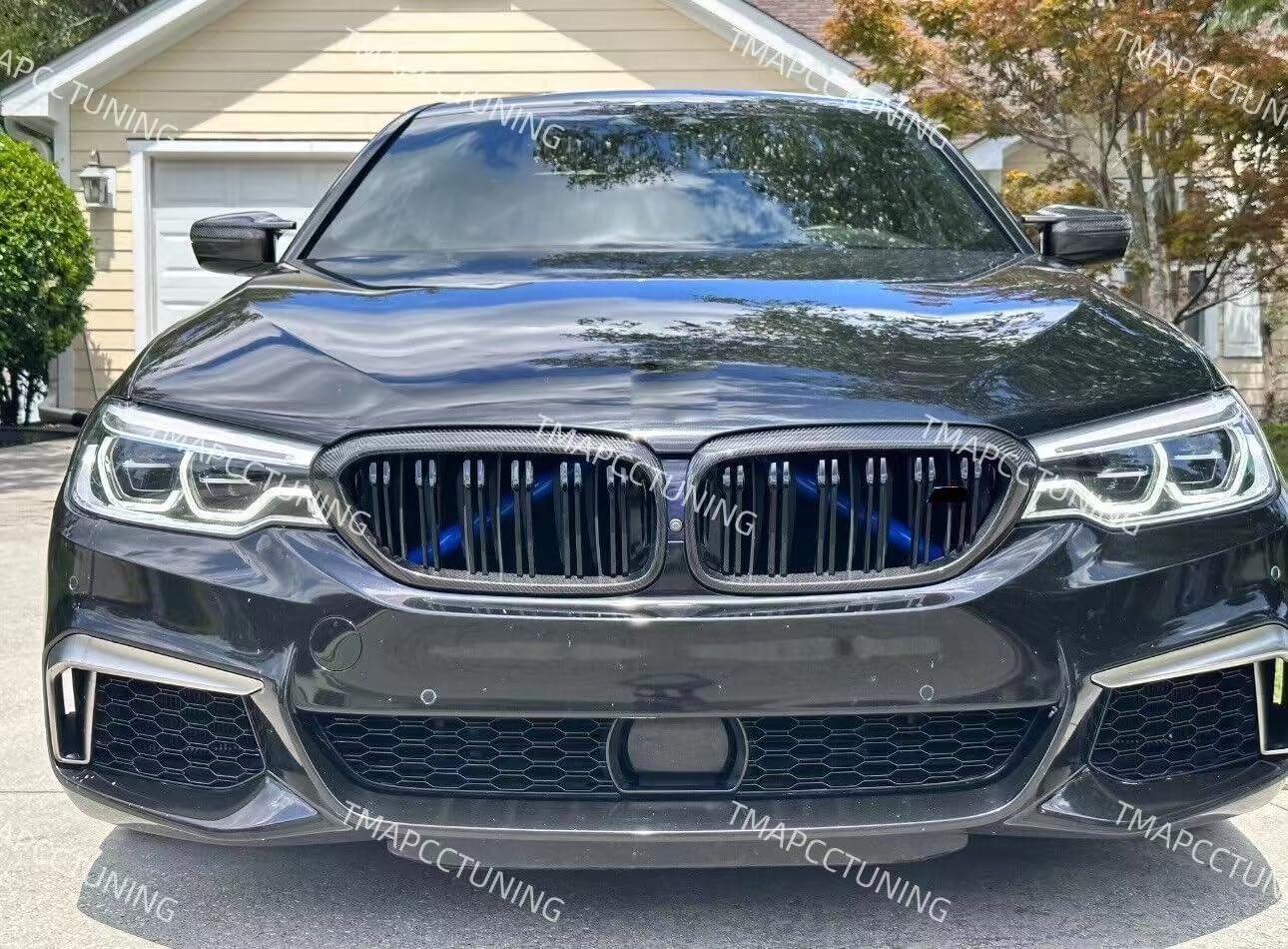 For BMW 5 Series G30 G31 530i 540i M550i xDrive & M5 2017-2020 Carbon Fiber Double Slat Kidney Grille Grill