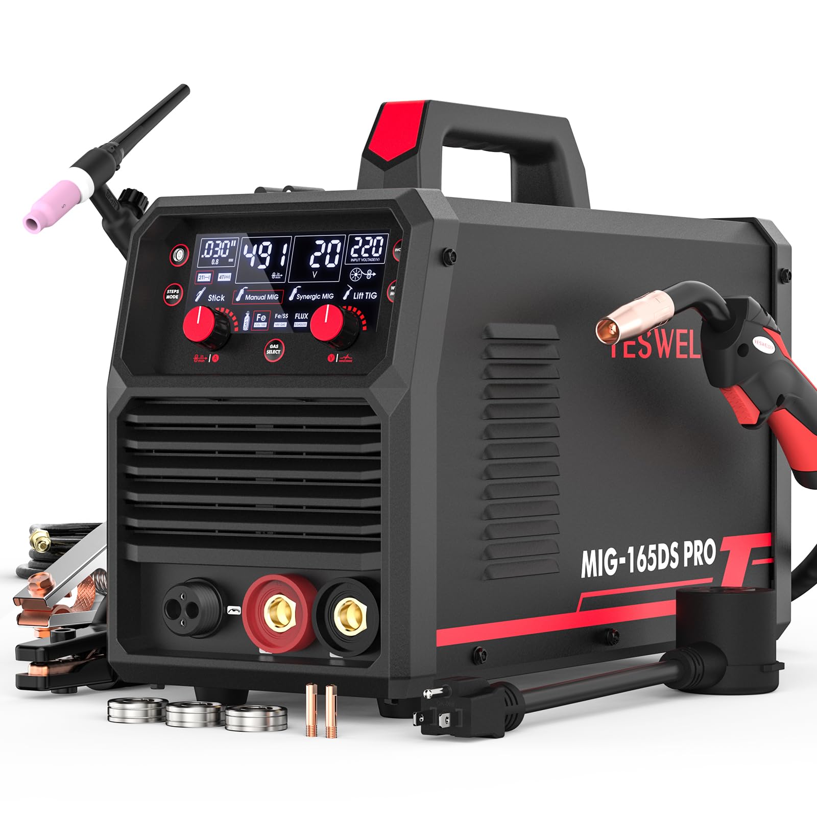 YESWELDER 165A MIG Welder and Lift TIG Torch, 110V/220V MIG/Flux Core MIG/Lift TIG/Stick