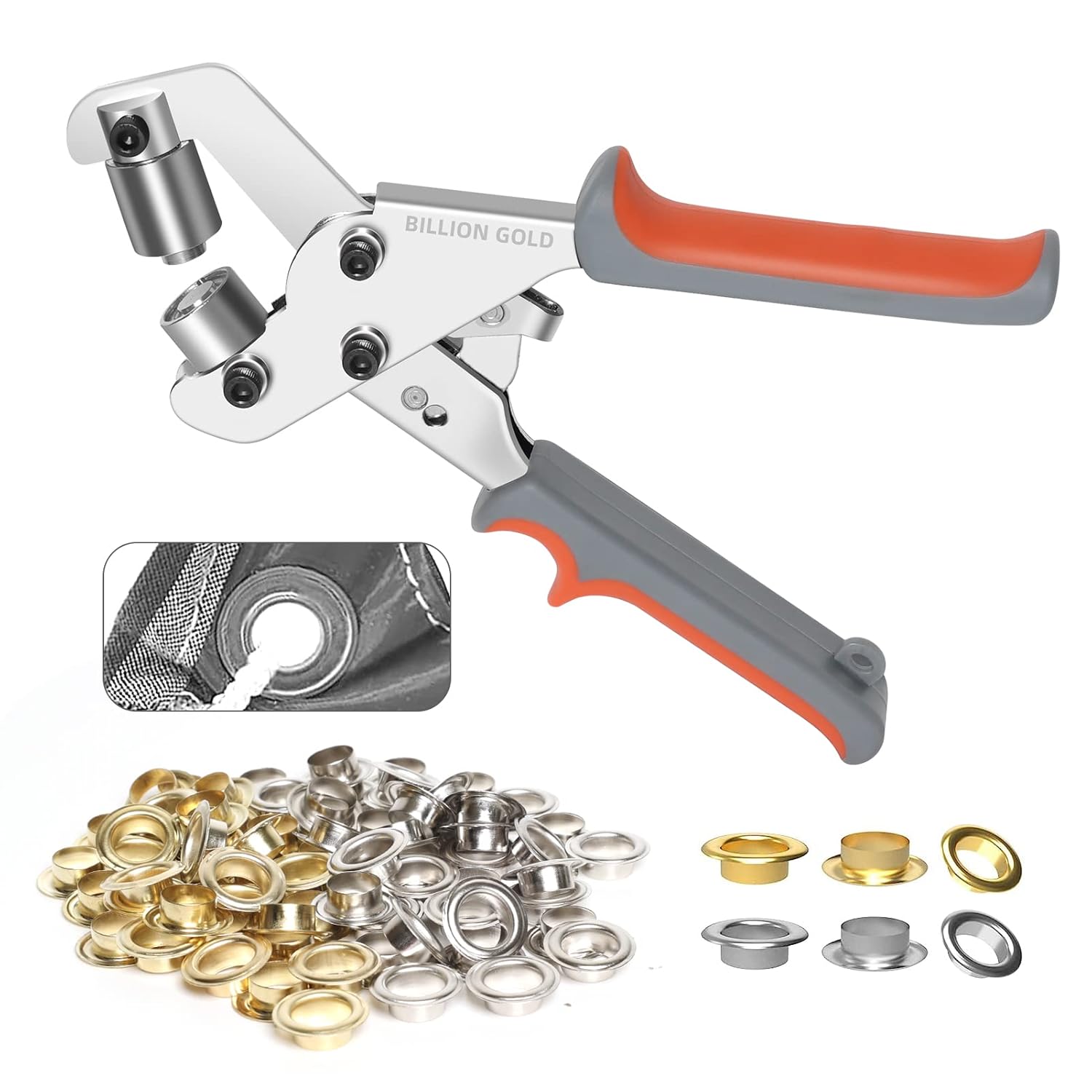 Grommet Tool Kit, BILLION GOLD Handheld Grommet Tool