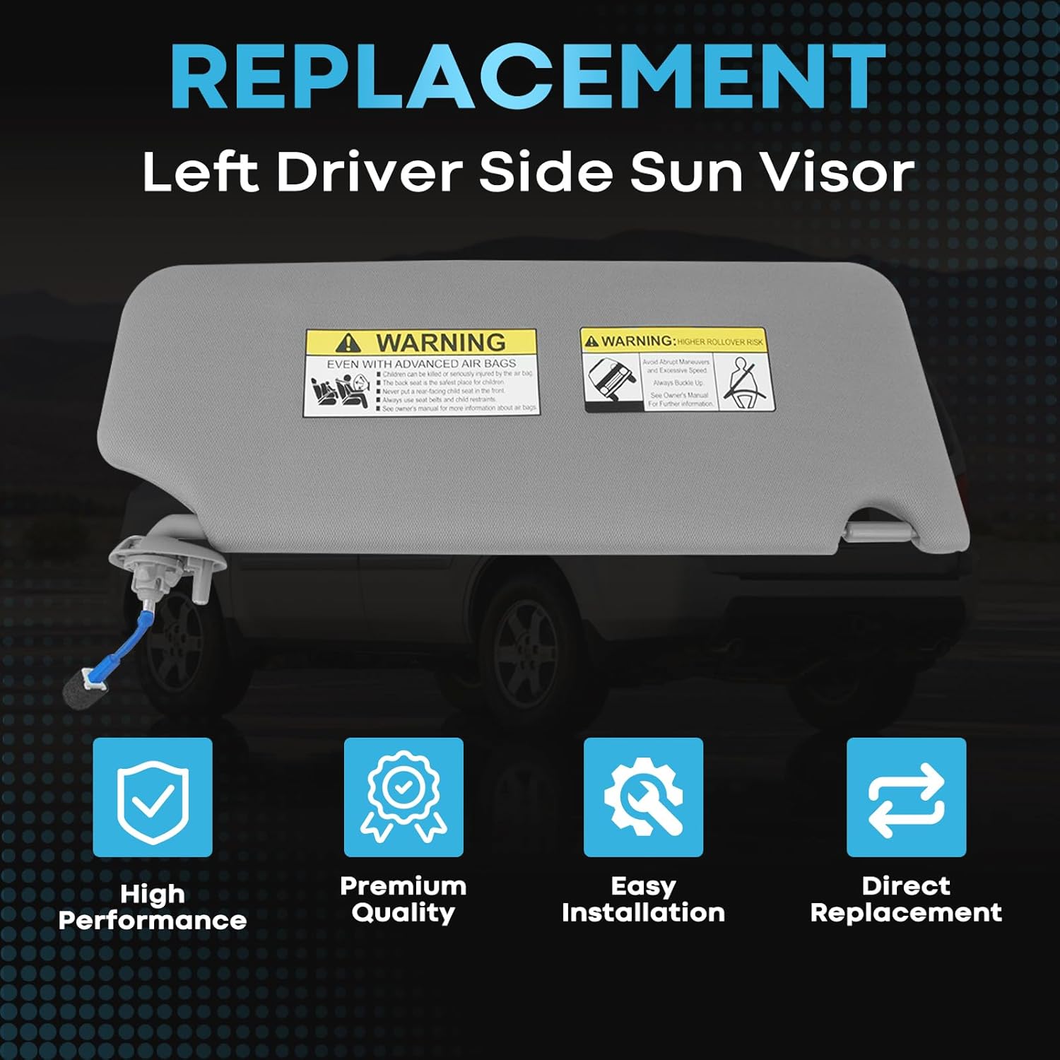 Driver Left Side Sun Visor Compatible with Honda Pilot 2009-2015 Sunshade 83280-SZA-A01ZA