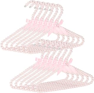 byepica 12 Pcs Clothes Hangers with Pearl 11.8 in X 7.9 in, Mini Wardrobe Hangers Set with Ribbon, Elegant Bowknot Closet Organizer for Small Clothing